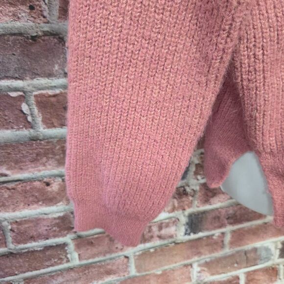 Zara Oversized Pink Ribbed Knit Pullover Sweater – Women’s Large Cozy Slouchy - Picture 4 of 8